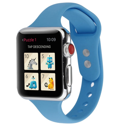 Thin Silicone Double Buckle Replacement Wrist Strap, For Apple Watch 5 & 4 44mm / 3 & 2 & 1 42mm, For Apple Watch Series 7 41mm / 6 & SE & 5 & 4 40mm / 3 & 2 & 1 38mm, For Apple Watch Series 8&7 41mm / SE 2&6&SE&5&4 40mm / 3&2&1 38mm