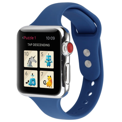 Thin Silicone Double Buckle Replacement Wrist Strap, For Apple Watch 5 & 4 44mm / 3 & 2 & 1 42mm, For Apple Watch Series 7 41mm / 6 & SE & 5 & 4 40mm / 3 & 2 & 1 38mm, For Apple Watch Series 8&7 41mm / SE 2&6&SE&5&4 40mm / 3&2&1 38mm