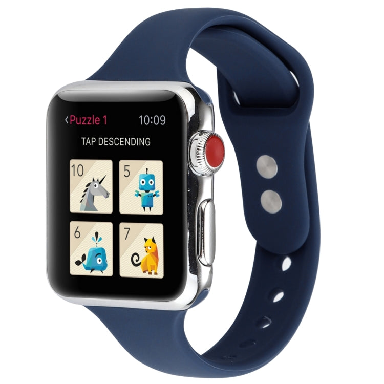 Thin Silicone Double Buckle Replacement Wrist Strap, For Apple Watch 5 & 4 44mm / 3 & 2 & 1 42mm, For Apple Watch Series 7 41mm / 6 & SE & 5 & 4 40mm / 3 & 2 & 1 38mm, For Apple Watch Series 8&7 41mm / SE 2&6&SE&5&4 40mm / 3&2&1 38mm