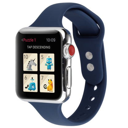 Thin Silicone Double Buckle Replacement Wrist Strap, For Apple Watch 5 & 4 44mm / 3 & 2 & 1 42mm, For Apple Watch Series 7 41mm / 6 & SE & 5 & 4 40mm / 3 & 2 & 1 38mm, For Apple Watch Series 8&7 41mm / SE 2&6&SE&5&4 40mm / 3&2&1 38mm