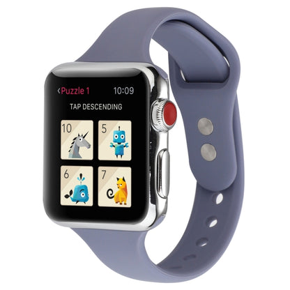 Thin Silicone Double Buckle Replacement Wrist Strap, For Apple Watch 5 & 4 44mm / 3 & 2 & 1 42mm, For Apple Watch Series 7 41mm / 6 & SE & 5 & 4 40mm / 3 & 2 & 1 38mm, For Apple Watch Series 8&7 41mm / SE 2&6&SE&5&4 40mm / 3&2&1 38mm