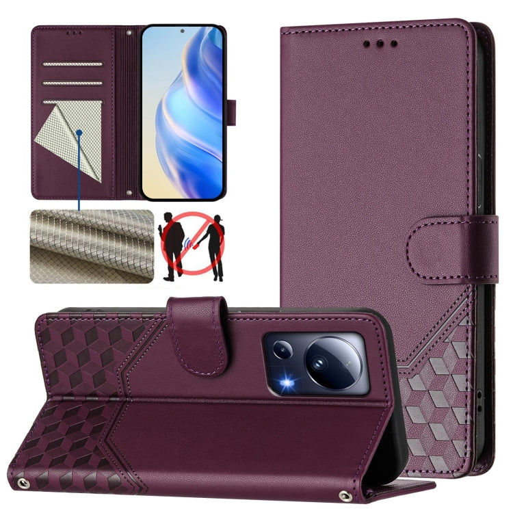 Honeycomb Embossing RFID Leather Phone Case, For Xiaomi Poco X6 Neo 5G, For Xiaomi Poco X6 Pro / Redmi K70E, For Xiaomi Poco X6 5G, For Xiaomi 14 Ultra 5G, For Xiaomi 14 Pro 5G, For Xiaomi 14, For Xiaomi Poco F5 / Redmi Note 12 Turbo 5G                ...