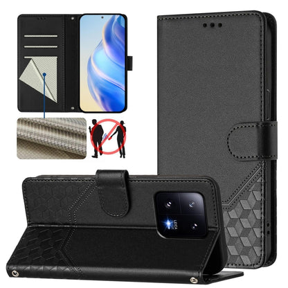 Honeycomb Embossing RFID Leather Phone Case, For Xiaomi Poco X6 Neo 5G, For Xiaomi Poco X6 Pro / Redmi K70E, For Xiaomi Poco X6 5G, For Xiaomi 14 Ultra 5G, For Xiaomi 14 Pro 5G, For Xiaomi 14, For Xiaomi Poco F5 / Redmi Note 12 Turbo 5G                ...