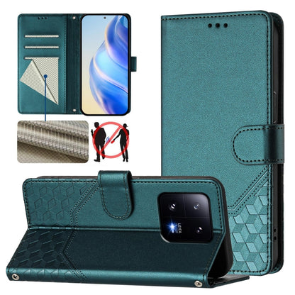 Honeycomb Embossing RFID Leather Phone Case, For Xiaomi Poco X6 Neo 5G, For Xiaomi Poco X6 Pro / Redmi K70E, For Xiaomi Poco X6 5G, For Xiaomi 14 Ultra 5G, For Xiaomi 14 Pro 5G, For Xiaomi 14, For Xiaomi Poco F5 / Redmi Note 12 Turbo 5G                ...