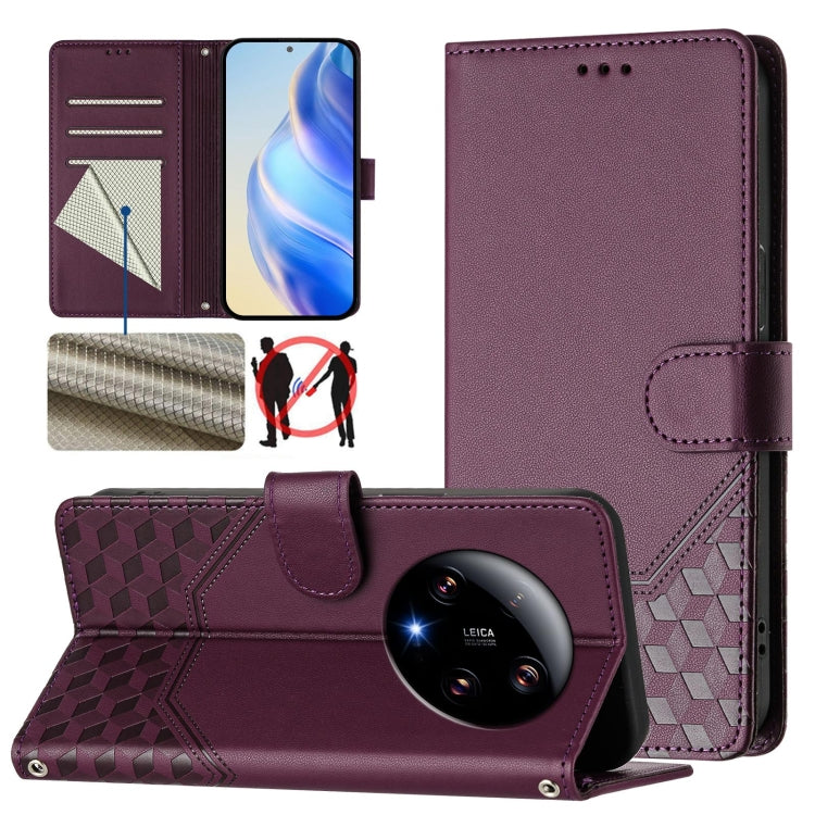 Honeycomb Embossing RFID Leather Phone Case, For Xiaomi Poco X6 Neo 5G, For Xiaomi Poco X6 Pro / Redmi K70E, For Xiaomi Poco X6 5G, For Xiaomi 14 Ultra 5G, For Xiaomi 14 Pro 5G, For Xiaomi 14, For Xiaomi Poco F5 / Redmi Note 12 Turbo 5G                ...