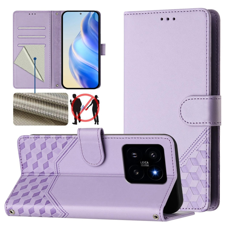 Honeycomb Embossing RFID Leather Phone Case, For Xiaomi Poco X6 Neo 5G, For Xiaomi Poco X6 Pro / Redmi K70E, For Xiaomi Poco X6 5G, For Xiaomi 14 Ultra 5G, For Xiaomi 14 Pro 5G, For Xiaomi 14, For Xiaomi Poco F5 / Redmi Note 12 Turbo 5G                ...