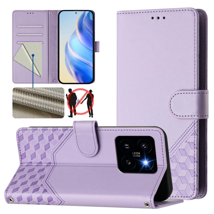 Honeycomb Embossing RFID Leather Phone Case, For Xiaomi Poco X6 Neo 5G, For Xiaomi Poco X6 Pro / Redmi K70E, For Xiaomi Poco X6 5G, For Xiaomi 14 Ultra 5G, For Xiaomi 14 Pro 5G, For Xiaomi 14, For Xiaomi Poco F5 / Redmi Note 12 Turbo 5G                ...