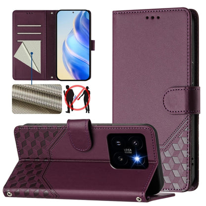 Honeycomb Embossing RFID Leather Phone Case, For Xiaomi Poco X6 Neo 5G, For Xiaomi Poco X6 Pro / Redmi K70E, For Xiaomi Poco X6 5G, For Xiaomi 14 Ultra 5G, For Xiaomi 14 Pro 5G, For Xiaomi 14, For Xiaomi Poco F5 / Redmi Note 12 Turbo 5G                ...