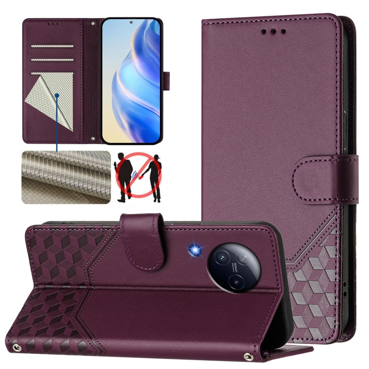 Honeycomb Embossing RFID Leather Phone Case, For Xiaomi Poco X6 Neo 5G, For Xiaomi Poco X6 Pro / Redmi K70E, For Xiaomi Poco X6 5G, For Xiaomi 14 Ultra 5G, For Xiaomi 14 Pro 5G, For Xiaomi 14, For Xiaomi Poco F5 / Redmi Note 12 Turbo 5G                ...
