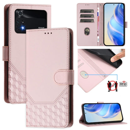 Honeycomb Embossing RFID Leather Phone Case, For Xiaomi Poco C40 / Redmi 10C, For Xiaomi Civi 1S, For Xiaomi Poco M4 Pro 4G, For Xiaomi Poco X4 Pro 5G, For Xiaomi Mi 11 Lite / Mi 11 Lite 5G NE, For Xiaomi 11T / 11T Pro, For Xiaomi Poco X3 GT           ...