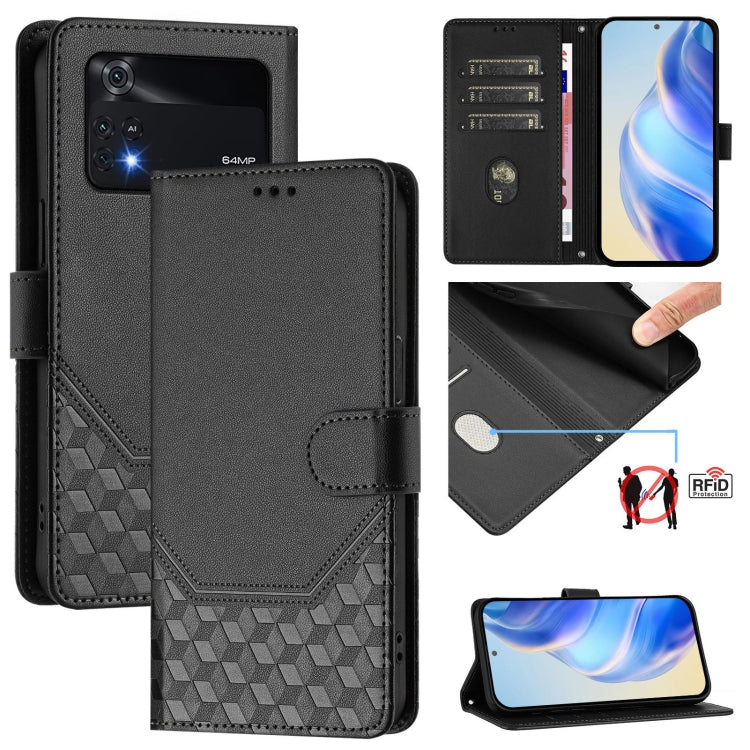 Honeycomb Embossing RFID Leather Phone Case, For Xiaomi Poco C40 / Redmi 10C, For Xiaomi Civi 1S, For Xiaomi Poco M4 Pro 4G, For Xiaomi Poco X4 Pro 5G, For Xiaomi Mi 11 Lite / Mi 11 Lite 5G NE, For Xiaomi 11T / 11T Pro, For Xiaomi Poco X3 GT           ...