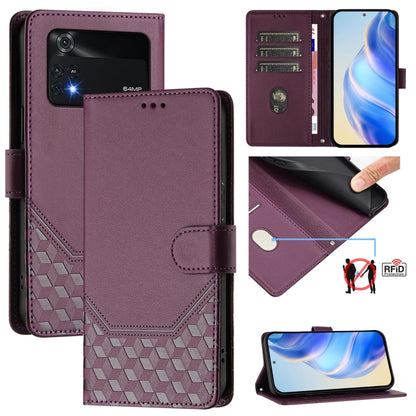 Honeycomb Embossing RFID Leather Phone Case, For Xiaomi Poco C40 / Redmi 10C, For Xiaomi Civi 1S, For Xiaomi Poco M4 Pro 4G, For Xiaomi Poco X4 Pro 5G, For Xiaomi Mi 11 Lite / Mi 11 Lite 5G NE, For Xiaomi 11T / 11T Pro, For Xiaomi Poco X3 GT           ...