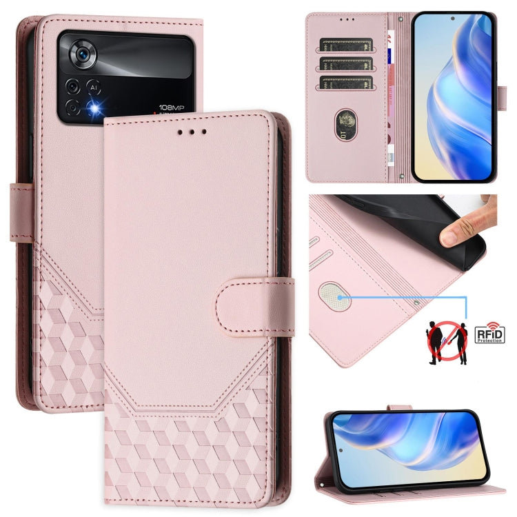 Honeycomb Embossing RFID Leather Phone Case, For Xiaomi Poco C40 / Redmi 10C, For Xiaomi Civi 1S, For Xiaomi Poco M4 Pro 4G, For Xiaomi Poco X4 Pro 5G, For Xiaomi Mi 11 Lite / Mi 11 Lite 5G NE, For Xiaomi 11T / 11T Pro, For Xiaomi Poco X3 GT           ...