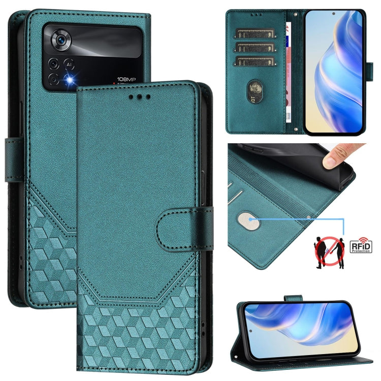 Honeycomb Embossing RFID Leather Phone Case, For Xiaomi Poco C40 / Redmi 10C, For Xiaomi Civi 1S, For Xiaomi Poco M4 Pro 4G, For Xiaomi Poco X4 Pro 5G, For Xiaomi Mi 11 Lite / Mi 11 Lite 5G NE, For Xiaomi 11T / 11T Pro, For Xiaomi Poco X3 GT           ...