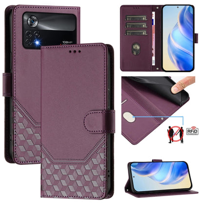 Honeycomb Embossing RFID Leather Phone Case, For Xiaomi Poco C40 / Redmi 10C, For Xiaomi Civi 1S, For Xiaomi Poco M4 Pro 4G, For Xiaomi Poco X4 Pro 5G, For Xiaomi Mi 11 Lite / Mi 11 Lite 5G NE, For Xiaomi 11T / 11T Pro, For Xiaomi Poco X3 GT           ...
