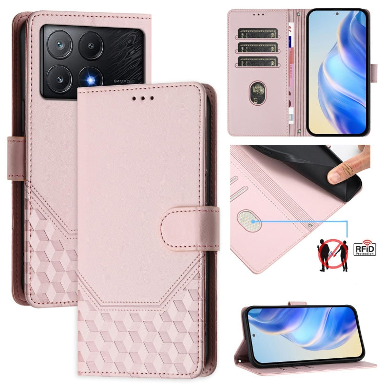 Honeycomb Embossing RFID Leather Phone Case, For Xiaomi Poco X6 Neo 5G, For Xiaomi Poco X6 Pro / Redmi K70E, For Xiaomi Poco X6 5G, For Xiaomi 14 Ultra 5G, For Xiaomi 14 Pro 5G, For Xiaomi 14, For Xiaomi Poco F5 / Redmi Note 12 Turbo 5G                ...