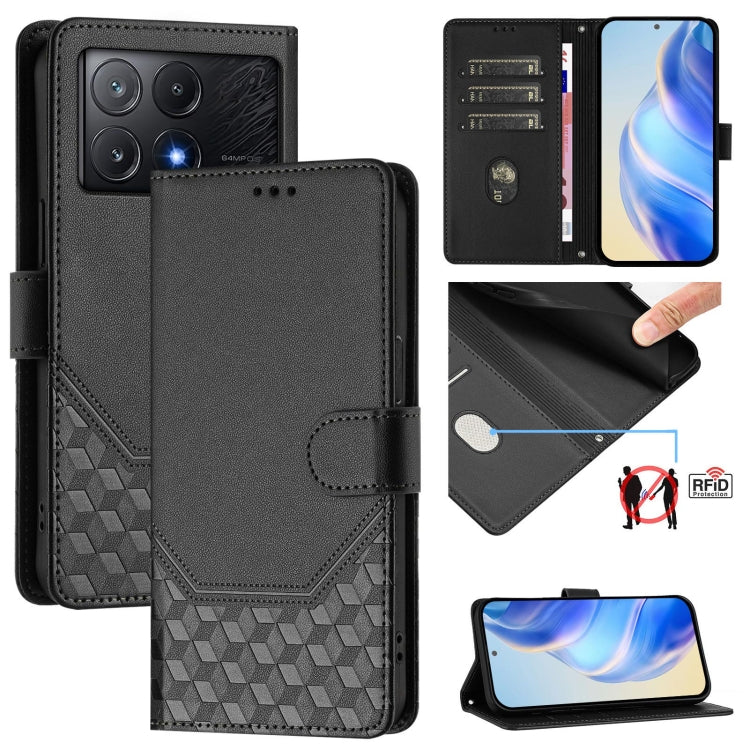 Honeycomb Embossing RFID Leather Phone Case, For Xiaomi Poco X6 Neo 5G, For Xiaomi Poco X6 Pro / Redmi K70E, For Xiaomi Poco X6 5G, For Xiaomi 14 Ultra 5G, For Xiaomi 14 Pro 5G, For Xiaomi 14, For Xiaomi Poco F5 / Redmi Note 12 Turbo 5G                ...