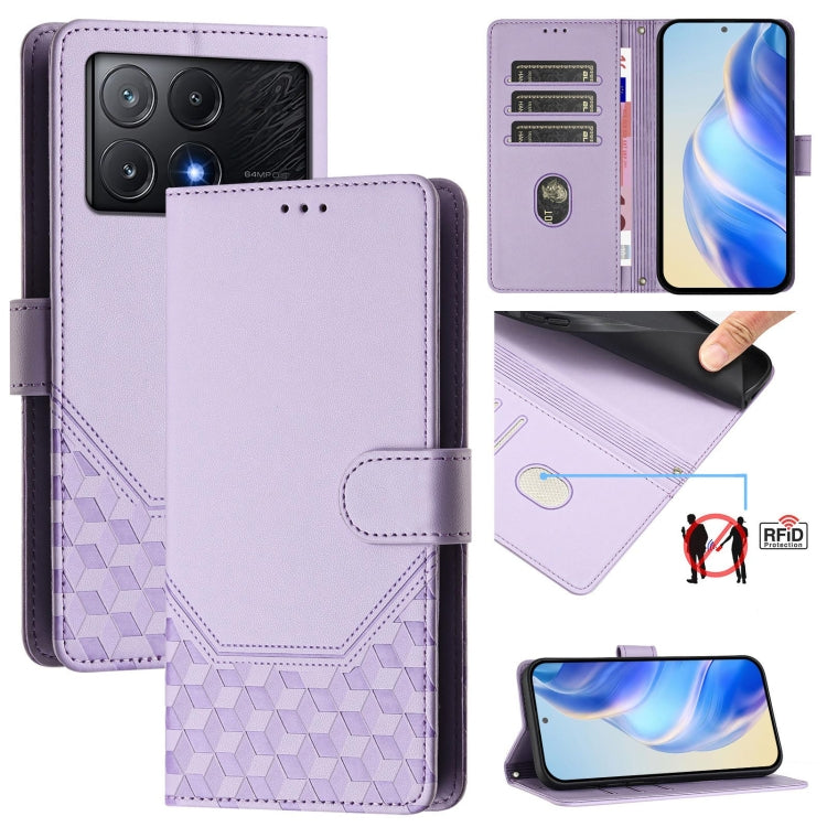 Honeycomb Embossing RFID Leather Phone Case, For Xiaomi Poco X6 Neo 5G, For Xiaomi Poco X6 Pro / Redmi K70E, For Xiaomi Poco X6 5G, For Xiaomi 14 Ultra 5G, For Xiaomi 14 Pro 5G, For Xiaomi 14, For Xiaomi Poco F5 / Redmi Note 12 Turbo 5G                ...