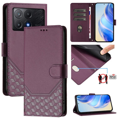 Honeycomb Embossing RFID Leather Phone Case, For Xiaomi Poco X6 Neo 5G, For Xiaomi Poco X6 Pro / Redmi K70E, For Xiaomi Poco X6 5G, For Xiaomi 14 Ultra 5G, For Xiaomi 14 Pro 5G, For Xiaomi 14, For Xiaomi Poco F5 / Redmi Note 12 Turbo 5G                ...