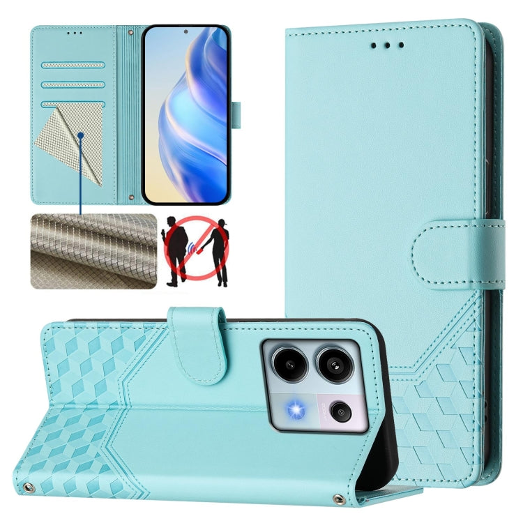 Honeycomb Embossing RFID Leather Phone Case, For Xiaomi Poco X6 Neo 5G, For Xiaomi Poco X6 Pro / Redmi K70E, For Xiaomi Poco X6 5G, For Xiaomi 14 Ultra 5G, For Xiaomi 14 Pro 5G, For Xiaomi 14, For Xiaomi Poco F5 / Redmi Note 12 Turbo 5G                ...