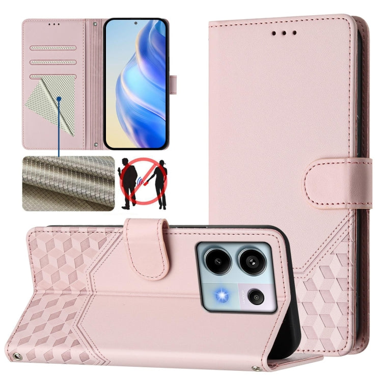 Honeycomb Embossing RFID Leather Phone Case, For Xiaomi Poco X6 Neo 5G, For Xiaomi Poco X6 Pro / Redmi K70E, For Xiaomi Poco X6 5G, For Xiaomi 14 Ultra 5G, For Xiaomi 14 Pro 5G, For Xiaomi 14, For Xiaomi Poco F5 / Redmi Note 12 Turbo 5G                ...