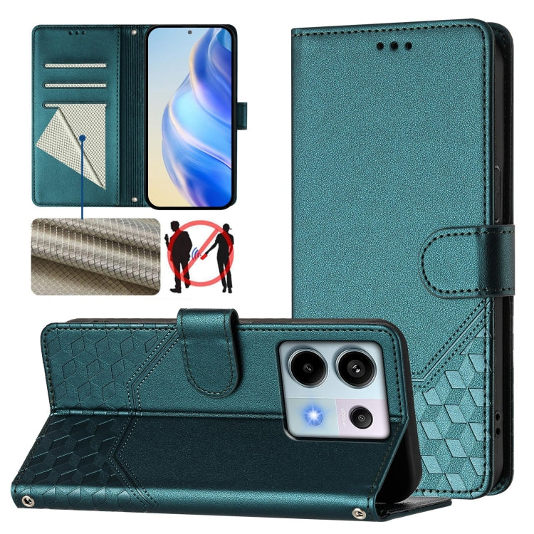 Honeycomb Embossing RFID Leather Phone Case, For Xiaomi Poco X6 Neo 5G, For Xiaomi Poco X6 Pro / Redmi K70E, For Xiaomi Poco X6 5G, For Xiaomi 14 Ultra 5G, For Xiaomi 14 Pro 5G, For Xiaomi 14, For Xiaomi Poco F5 / Redmi Note 12 Turbo 5G                ...