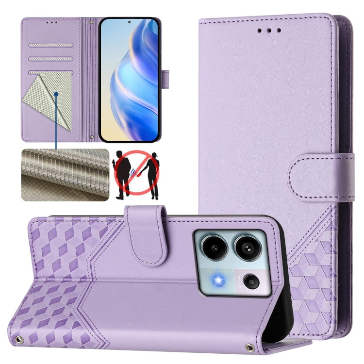 Honeycomb Embossing RFID Leather Phone Case, For Xiaomi Poco X6 Neo 5G, For Xiaomi Poco X6 Pro / Redmi K70E, For Xiaomi Poco X6 5G, For Xiaomi 14 Ultra 5G, For Xiaomi 14 Pro 5G, For Xiaomi 14, For Xiaomi Poco F5 / Redmi Note 12 Turbo 5G                ...