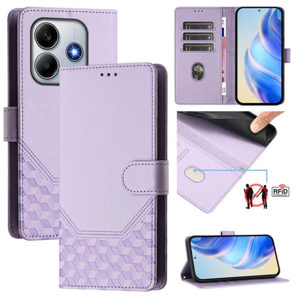 Étui de téléphone en cuir RFID avec gaufrage nid d'abeille, pour Redmi 15 5G Global / 15 4G SEA 169.5mm, pour Xiaomi 15T Pro 5G, pour Xiaomi 15T 5G, pour Xiaomi Civi 5 Pro 5G, pour Xiaomi 15S Pro 5G, pour Xiaomi Poco M6 Plus / Redmi 13x 4G