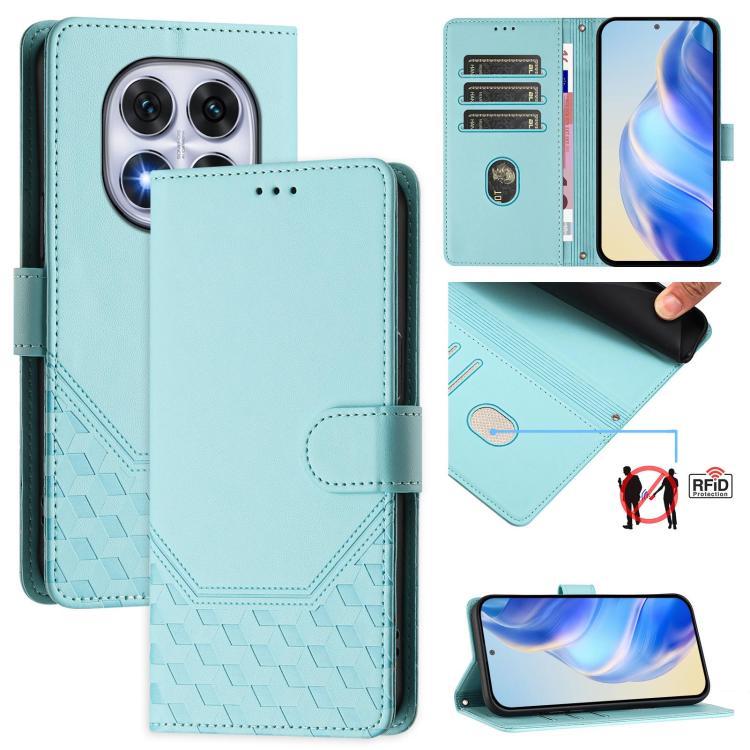 Étui de téléphone en cuir RFID avec gaufrage nid d'abeille, pour Redmi 15 5G Global / 15 4G SEA 169.5mm, pour Xiaomi 15T Pro 5G, pour Xiaomi 15T 5G, pour Xiaomi Civi 5 Pro 5G, pour Xiaomi 15S Pro 5G, pour Xiaomi Poco M6 Plus / Redmi 13x 4G