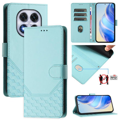 Étui de téléphone en cuir RFID avec gaufrage nid d'abeille, pour Redmi 15 5G Global / 15 4G SEA 169.5mm, pour Xiaomi 15T Pro 5G, pour Xiaomi 15T 5G, pour Xiaomi Civi 5 Pro 5G, pour Xiaomi 15S Pro 5G, pour Xiaomi Poco M6 Plus / Redmi 13x 4G