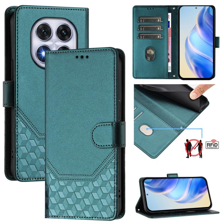 Étui de téléphone en cuir RFID avec gaufrage nid d'abeille, pour Redmi 15 5G Global / 15 4G SEA 169.5mm, pour Xiaomi 15T Pro 5G, pour Xiaomi 15T 5G, pour Xiaomi Civi 5 Pro 5G, pour Xiaomi 15S Pro 5G, pour Xiaomi Poco M6 Plus / Redmi 13x 4G