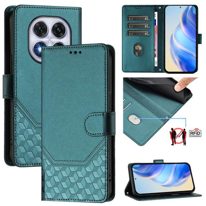 Étui de téléphone en cuir RFID avec gaufrage nid d'abeille, pour Redmi 15 5G Global / 15 4G SEA 169.5mm, pour Xiaomi 15T Pro 5G, pour Xiaomi 15T 5G, pour Xiaomi Civi 5 Pro 5G, pour Xiaomi 15S Pro 5G, pour Xiaomi Poco M6 Plus / Redmi 13x 4G