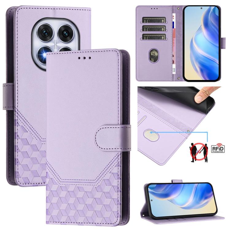 Étui de téléphone en cuir RFID avec gaufrage nid d'abeille, pour Redmi 15 5G Global / 15 4G SEA 169.5mm, pour Xiaomi 15T Pro 5G, pour Xiaomi 15T 5G, pour Xiaomi Civi 5 Pro 5G, pour Xiaomi 15S Pro 5G, pour Xiaomi Poco M6 Plus / Redmi 13x 4G