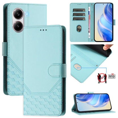 Étui de téléphone en cuir RFID avec gaufrage nid d'abeille, pour Redmi 15 5G Global / 15 4G SEA 169.5mm, pour Xiaomi 15T Pro 5G, pour Xiaomi 15T 5G, pour Xiaomi Civi 5 Pro 5G, pour Xiaomi 15S Pro 5G, pour Xiaomi Poco M6 Plus / Redmi 13x 4G