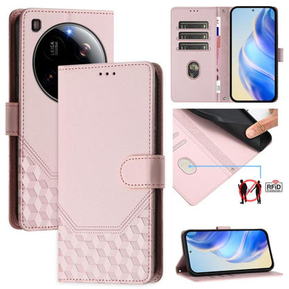 Étui de téléphone en cuir RFID avec gaufrage nid d'abeille, pour Redmi 15 5G Global / 15 4G SEA 169.5mm, pour Xiaomi 15T Pro 5G, pour Xiaomi 15T 5G, pour Xiaomi Civi 5 Pro 5G, pour Xiaomi 15S Pro 5G, pour Xiaomi Poco M6 Plus / Redmi 13x 4G