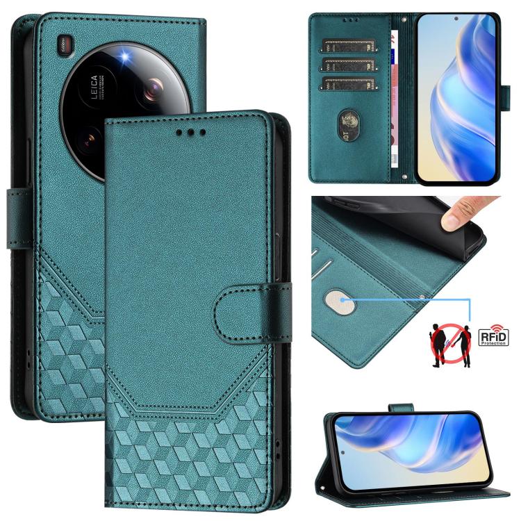 Étui de téléphone en cuir RFID avec gaufrage nid d'abeille, pour Redmi 15 5G Global / 15 4G SEA 169.5mm, pour Xiaomi 15T Pro 5G, pour Xiaomi 15T 5G, pour Xiaomi Civi 5 Pro 5G, pour Xiaomi 15S Pro 5G, pour Xiaomi Poco M6 Plus / Redmi 13x 4G
