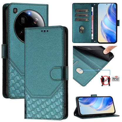 Étui de téléphone en cuir RFID avec gaufrage nid d'abeille, pour Redmi 15 5G Global / 15 4G SEA 169.5mm, pour Xiaomi 15T Pro 5G, pour Xiaomi 15T 5G, pour Xiaomi Civi 5 Pro 5G, pour Xiaomi 15S Pro 5G, pour Xiaomi Poco M6 Plus / Redmi 13x 4G