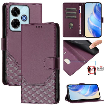 Étui de téléphone en cuir RFID avec gaufrage nid d'abeille, pour Redmi 15 5G Global / 15 4G SEA 169.5mm, pour Xiaomi 15T Pro 5G, pour Xiaomi 15T 5G, pour Xiaomi Civi 5 Pro 5G, pour Xiaomi 15S Pro 5G, pour Xiaomi Poco M6 Plus / Redmi 13x 4G