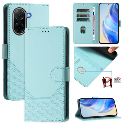 Étui de téléphone en cuir RFID avec gaufrage nid d'abeille, pour Redmi 15 5G Global / 15 4G SEA 169.5mm, pour Xiaomi 15T Pro 5G, pour Xiaomi 15T 5G, pour Xiaomi Civi 5 Pro 5G, pour Xiaomi 15S Pro 5G, pour Xiaomi Poco M6 Plus / Redmi 13x 4G