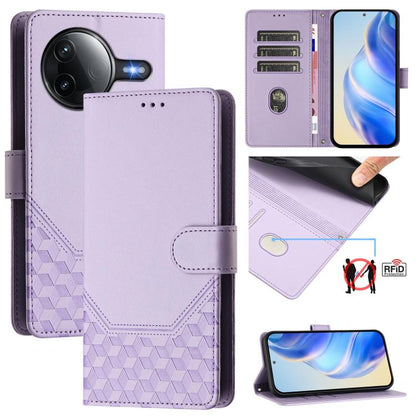 Étui de téléphone en cuir RFID avec gaufrage nid d'abeille, pour Redmi 15 5G Global / 15 4G SEA 169.5mm, pour Xiaomi 15T Pro 5G, pour Xiaomi 15T 5G, pour Xiaomi Civi 5 Pro 5G, pour Xiaomi 15S Pro 5G, pour Xiaomi Poco M6 Plus / Redmi 13x 4G