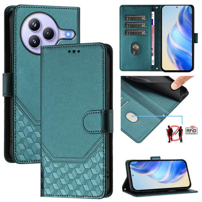 Étui de téléphone en cuir RFID avec gaufrage nid d'abeille, pour Redmi 15 5G Global / 15 4G SEA 169.5mm, pour Xiaomi 15T Pro 5G, pour Xiaomi 15T 5G, pour Xiaomi Civi 5 Pro 5G, pour Xiaomi 15S Pro 5G, pour Xiaomi Poco M6 Plus / Redmi 13x 4G