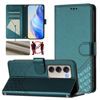 Étui de téléphone en cuir RFID avec gaufrage nid d'abeille, pour Redmi 15 5G Global / 15 4G SEA 169.5mm, pour Xiaomi 15T Pro 5G, pour Xiaomi 15T 5G, pour Xiaomi Civi 5 Pro 5G, pour Xiaomi 15S Pro 5G, pour Xiaomi Poco M6 Plus / Redmi 13x 4G