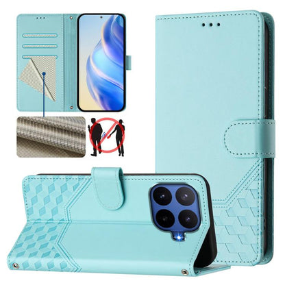 Étui de téléphone en cuir RFID avec gaufrage nid d'abeille, pour Redmi 15 5G Global / 15 4G SEA 169.5mm, pour Xiaomi 15T Pro 5G, pour Xiaomi 15T 5G, pour Xiaomi Civi 5 Pro 5G, pour Xiaomi 15S Pro 5G, pour Xiaomi Poco M6 Plus / Redmi 13x 4G