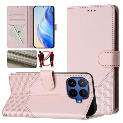 Étui de téléphone en cuir RFID avec gaufrage nid d'abeille, pour Redmi 15 5G Global / 15 4G SEA 169.5mm, pour Xiaomi 15T Pro 5G, pour Xiaomi 15T 5G, pour Xiaomi Civi 5 Pro 5G, pour Xiaomi 15S Pro 5G, pour Xiaomi Poco M6 Plus / Redmi 13x 4G