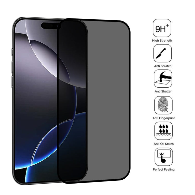 Full Cover Anti-spy Silk Screen Tempered Glass Film, For iPhone 16 Pro Max, For iPhone 16 Pro, For iPhone 16 Plus, For iPhone 16