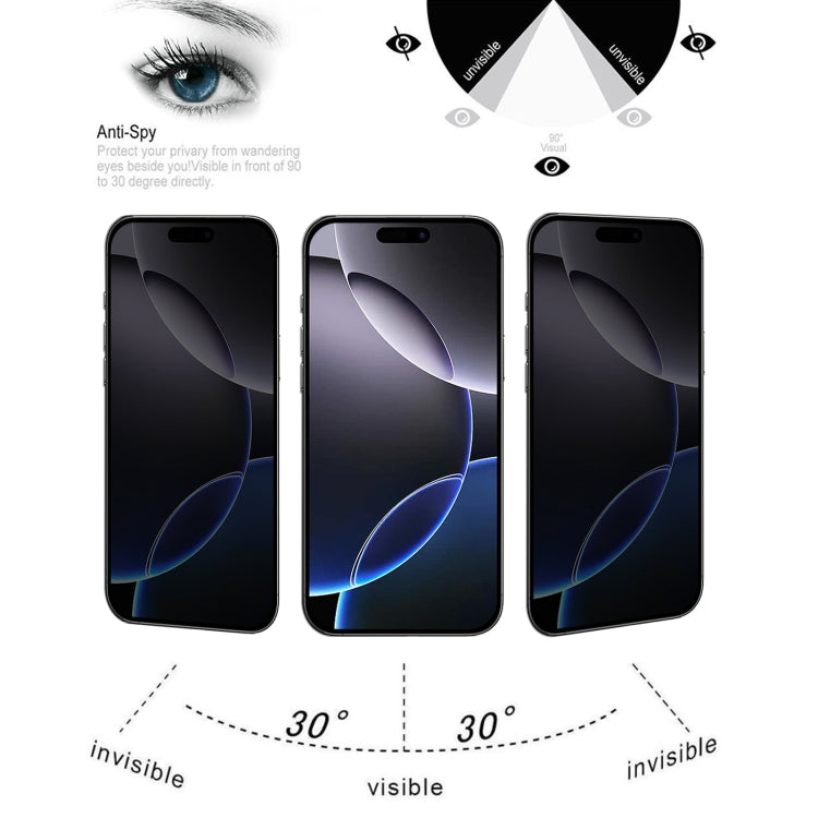 Full Cover Anti-spy Silk Screen Tempered Glass Film, For iPhone 16 Pro Max, For iPhone 16 Pro, For iPhone 16 Plus, For iPhone 16