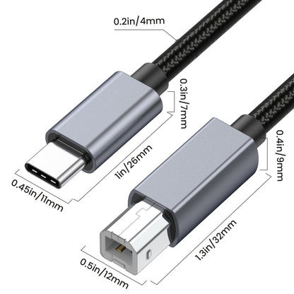 USB-C / Type-C to USB-B BM Printer MIDI Keyboard Adapter Cable, 0.5m, 1.8m, 3m
