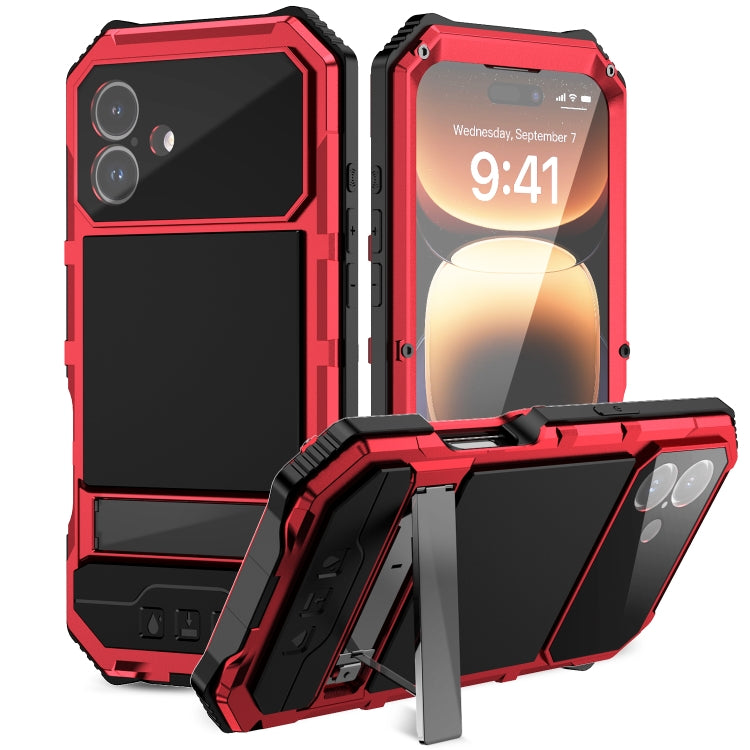 R-JUST Life Waterproof Dustproof Shockproof Holder Phone Case, For iPhone 17e / 16e, For iPhone 17 Pro Max, For iPhone 17 Pro, For iPhone 17, For iPhone 16 Pro Max, For iPhone 16 Plus, For iPhone 15 Pro Max, For iPhone 15 Plus