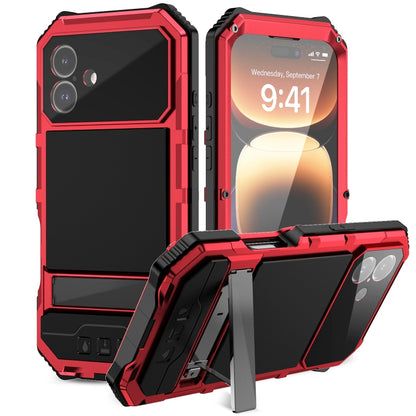 R-JUST Life Waterproof Dustproof Shockproof Holder Phone Case, For iPhone 17e / 16e, For iPhone 17 Pro Max, For iPhone 17 Pro, For iPhone 17, For iPhone 16 Pro Max, For iPhone 16 Plus, For iPhone 15 Pro Max, For iPhone 15 Plus