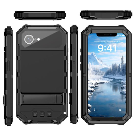 R-JUST Life Waterproof Dustproof Shockproof Holder Phone Case, For iPhone 17e / 16e, For iPhone 17 Pro Max, For iPhone 17 Pro, For iPhone 17, For iPhone 16 Pro Max, For iPhone 16 Plus, For iPhone 15 Pro Max, For iPhone 15 Plus